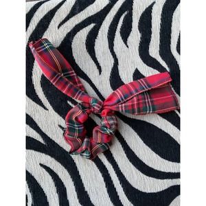 Red plaid scrunchie with tie detail